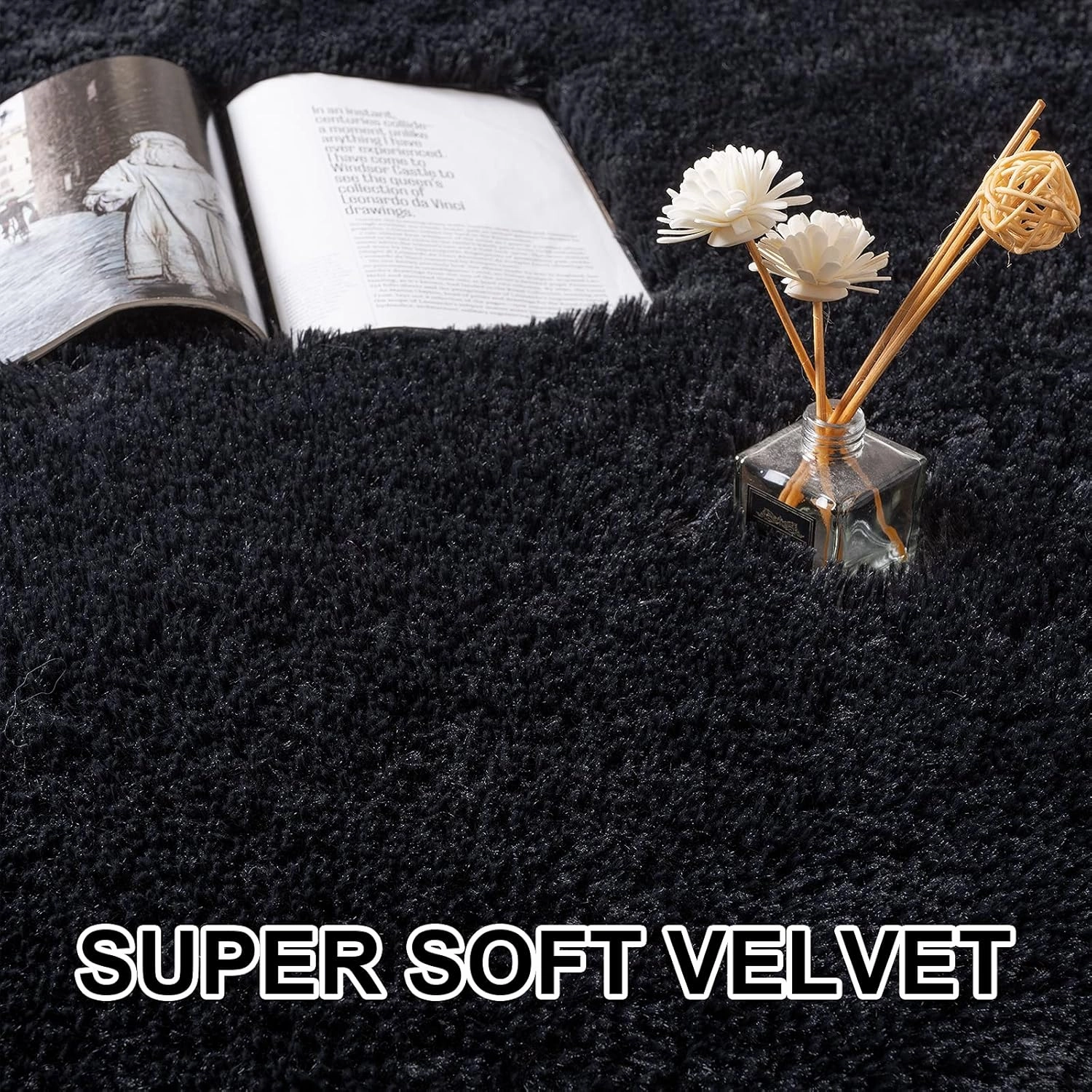 Merelax Soft Shaggy Rug for Kids Bedroom, Oval 2.6'x5.3' Black Plush Fluffy Carpets for Living Room, Furry Carpet for Teen Girls Room, Anti-Skid Fuzzy Comfy Rug for Nursery Decor Cute Baby Play Mat