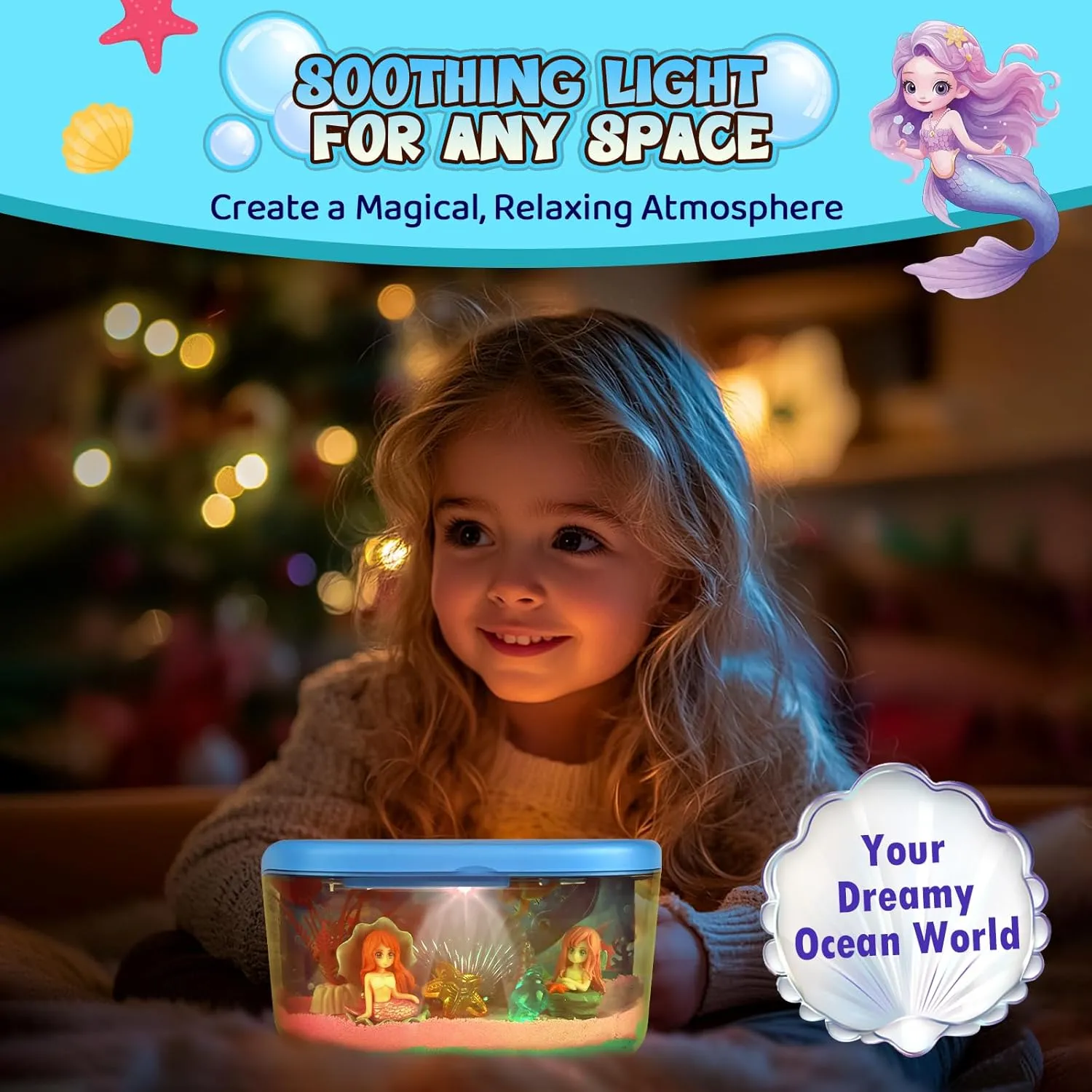Mermaid Terrarium Kit Gifts for Kids - DIY Night Light Up with Remote - Sand Arts and Crafts for Girls Ages 4 5 6 7 8-12   Year Old Fun Gifts Mermaid Birthday Decorations Toys