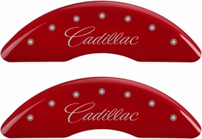 MGP Caliper Covers - Brake Caliper Covers 2013-2019 Cadillac XTS (2013-2016 FWD & AWD, 2014-2016 Vsport Platinum/Premium Sedan AWD)- Front and Rear Set - Red