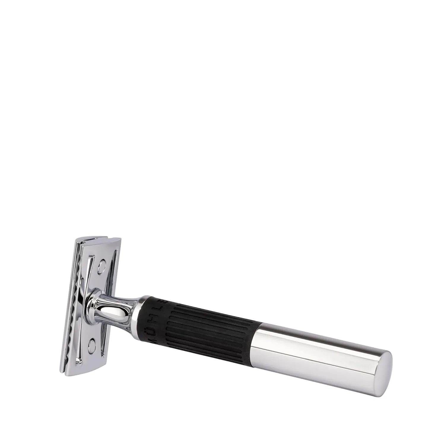 MÜHLE NEO safety razor|double edge safety razor for beginners and experienced shavers|sustainable eco-friendly and reusable|for men and women|chrome with black silicone grip handle