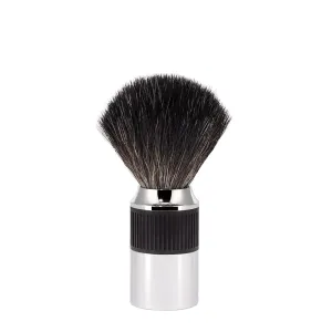 MÜHLE NEO shaving brush | Vegan Shave Brush for Shaving soaps and creams | sustainable eco-friendly and reusable | exfoliating shaving brush | chrome with black silicone grip handle