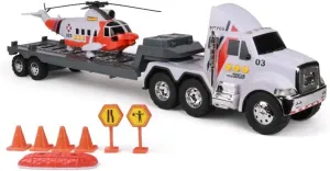 Mighty Fleet Titans 25" Huge Toy Semi w/Flatbed & Rescue Helicopter, Realistic Sounds & Lights, Batteries Included