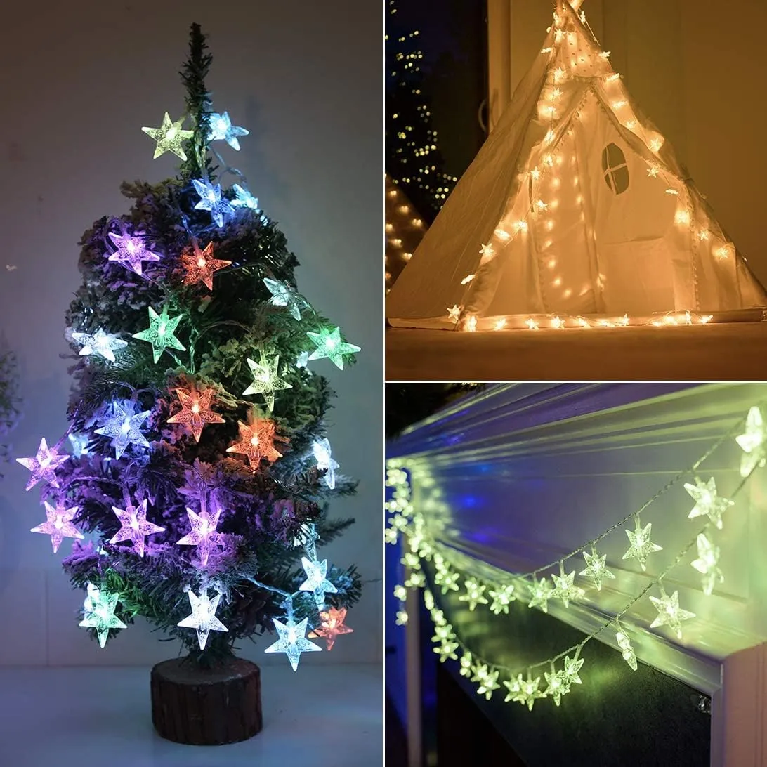 Minetom Star String Lights for Bedroom - 33 ft Plug-in Color Changing Star String Lights with Remote and Timer for Bedroom Tent Loft Bed Window Backyard Patio Porch Balcony Party Wedding, RGB