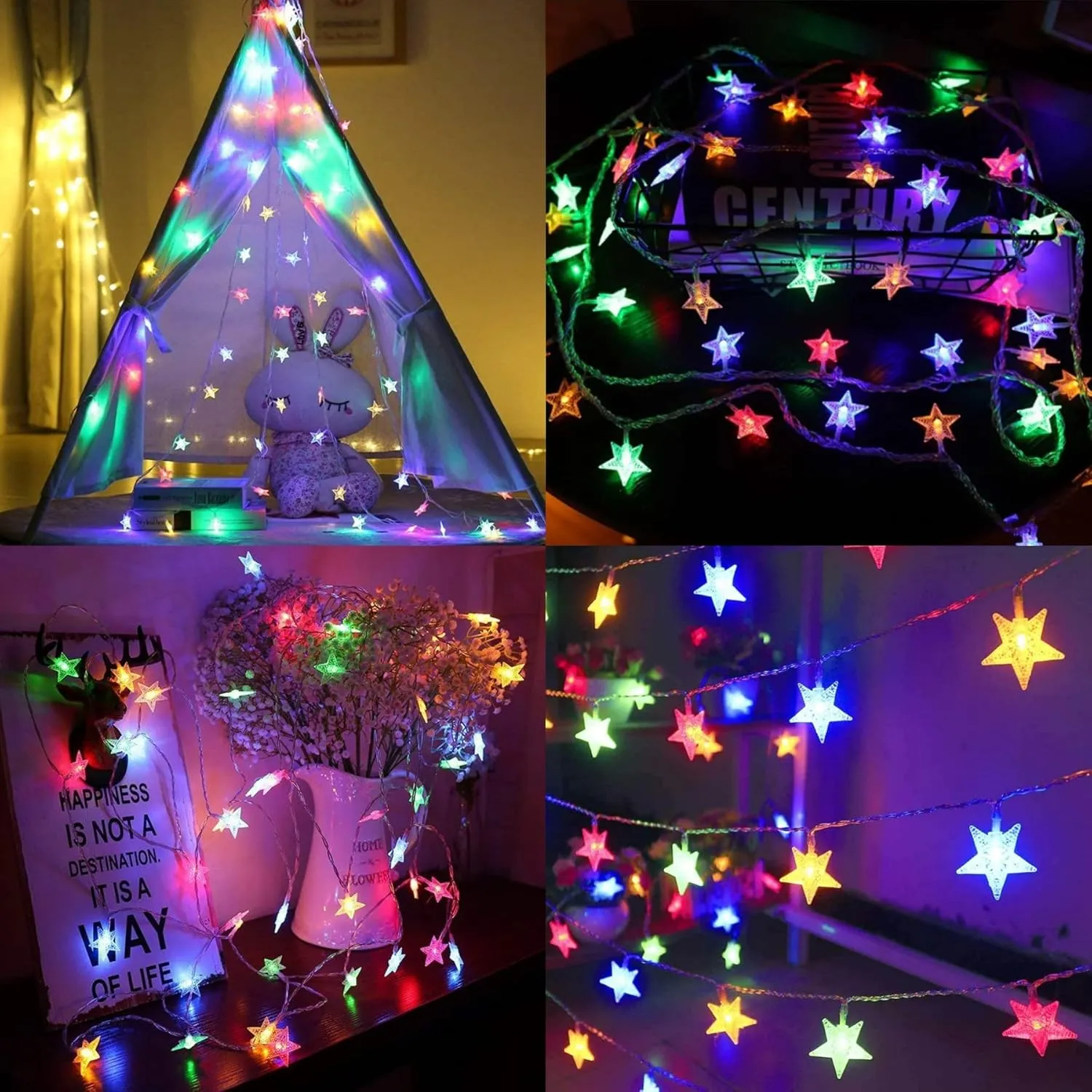 Minetom Star String Lights for Bedroom - 33 ft Plug-in Color Changing Star String Lights with Remote and Timer for Bedroom Tent Loft Bed Window Backyard Patio Porch Balcony Party Wedding, RGB