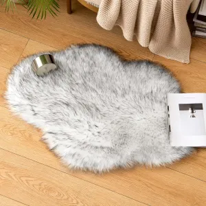 MIULEE Fluffy Rug Soft Shaggy Faux Fur Area Rug Luxury Plush Cloud Shape Carpet for Bedroom Living Room Sofa Chair 2 x 3 Feet, Gradient Grey