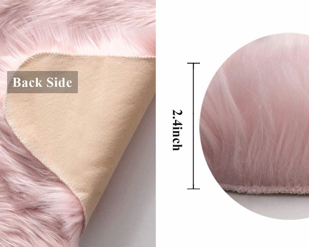 MIULEE Fluffy Rug Soft Shaggy Faux Fur Area Rug Luxury Plush Sheepskin Carpet for Bedroom Living Room Sofa Chair 2 x 3 Feet, Pink