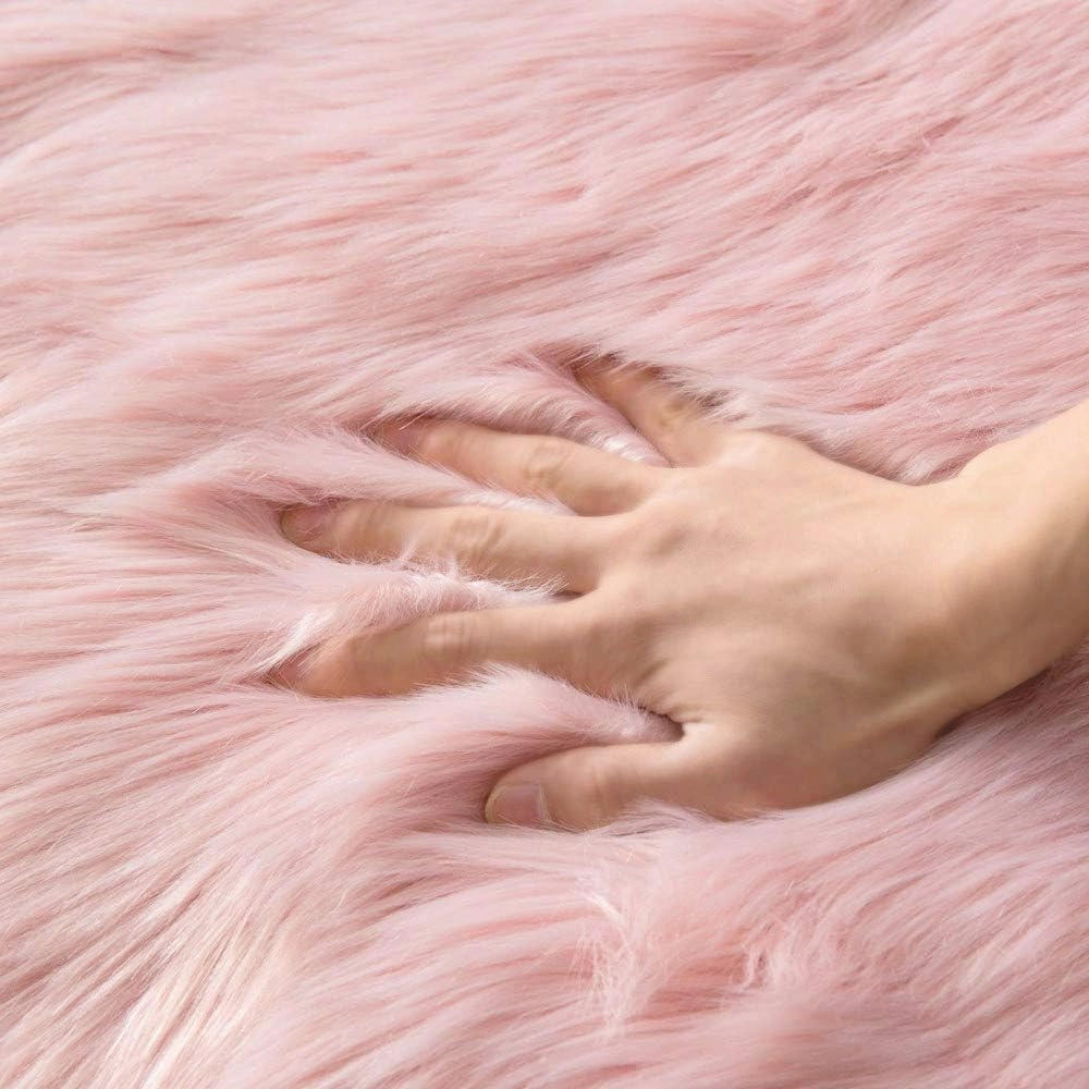 MIULEE Fluffy Rug Soft Shaggy Faux Fur Area Rug Luxury Plush Sheepskin Carpet for Bedroom Living Room Sofa Chair 2 x 3 Feet, Pink