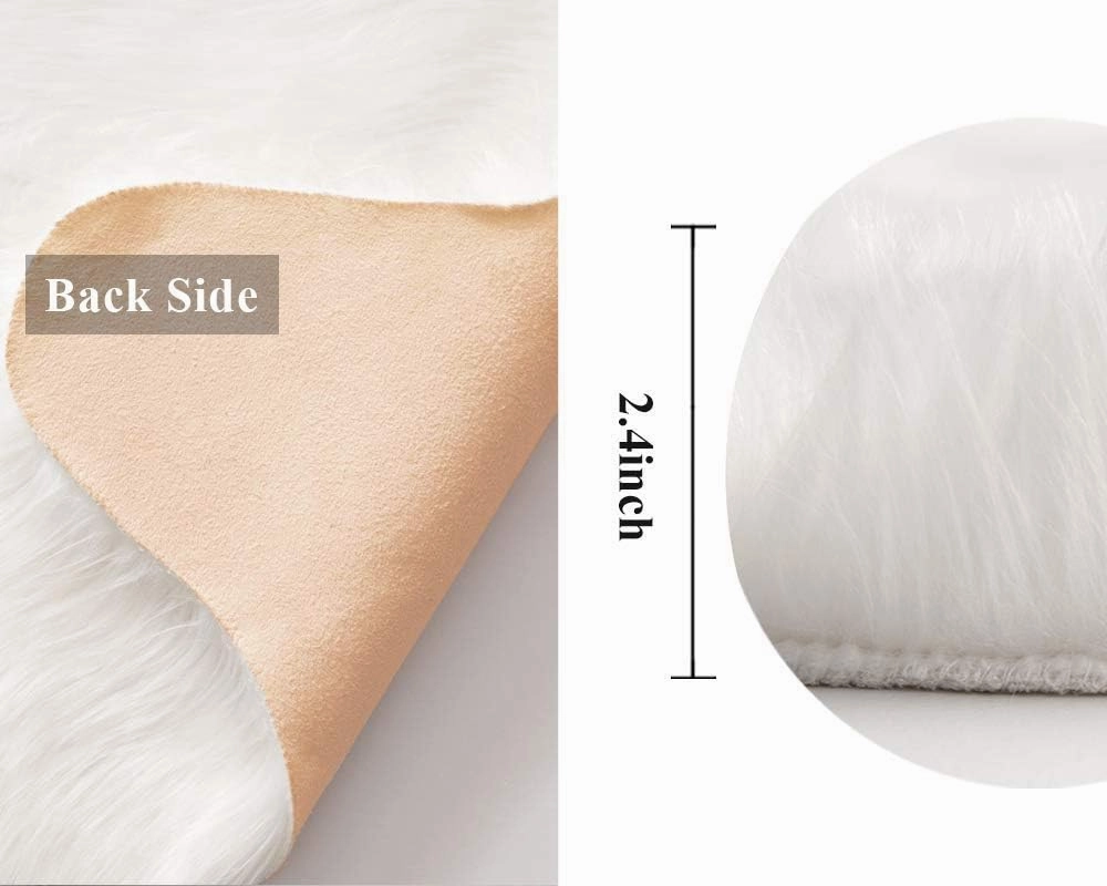 MIULEE Luxury Super Soft Fluffy Area Rug Faux Fur Sheepskin Rug Decorative Christmas Plush Shaggy Carpet for Bedside Sofa Floor Nursery 2 x 3 Feet, White