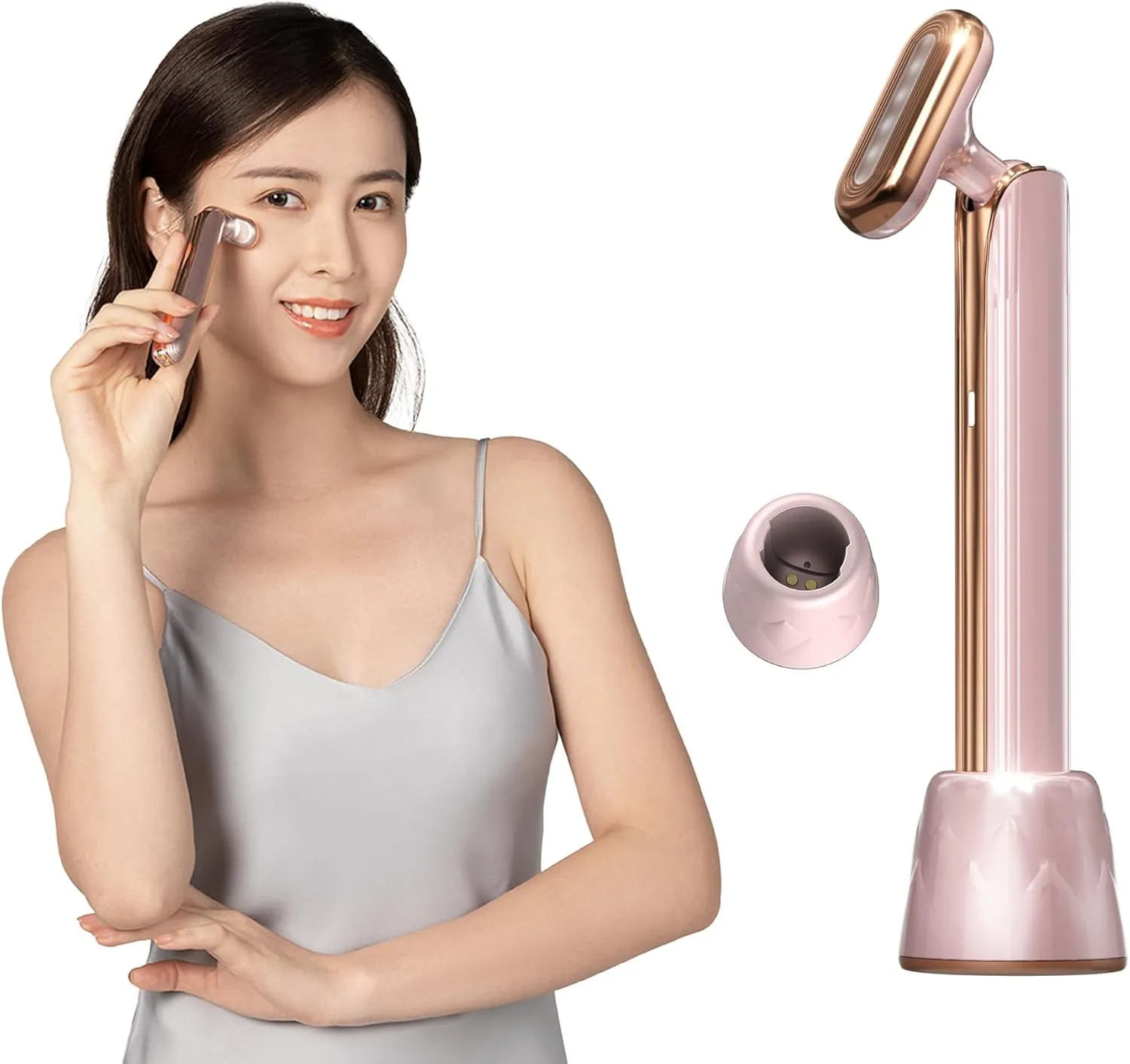 Mobile Wand,Facial Massager & Facial Wand,Skin Care Tool at Home, with Travel Carrying Case,Induction Start(Rose Gold)