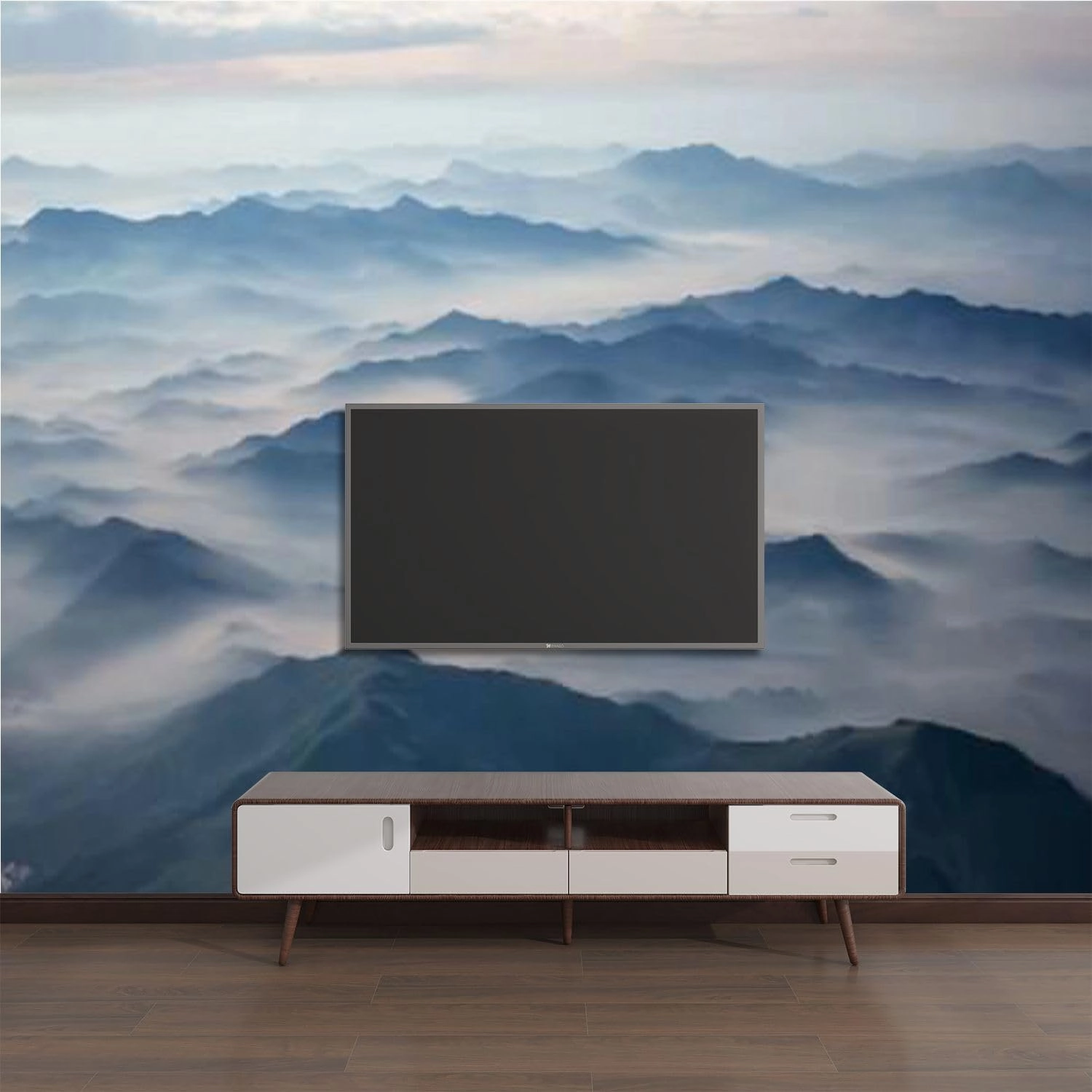 Modern Peel and Stick Wallpaper Removable Wall Murals 3D Misty Mountains Self-Adhesive PVC Wall Stickers for Living Room Bedroom 144"x100"