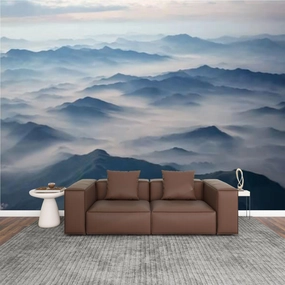Modern Peel and Stick Wallpaper Removable Wall Murals 3D Misty Mountains Self-Adhesive PVC Wall Stickers for Living Room Bedroom 144"x100"