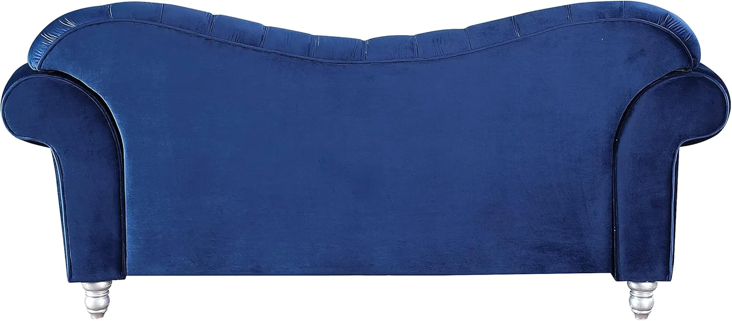 Morden Fort Chesterfield Sofa, 76" W Velvet Tufted Upholstery Sofas, Classic Couches for Living Room Furniture Sets, Blue