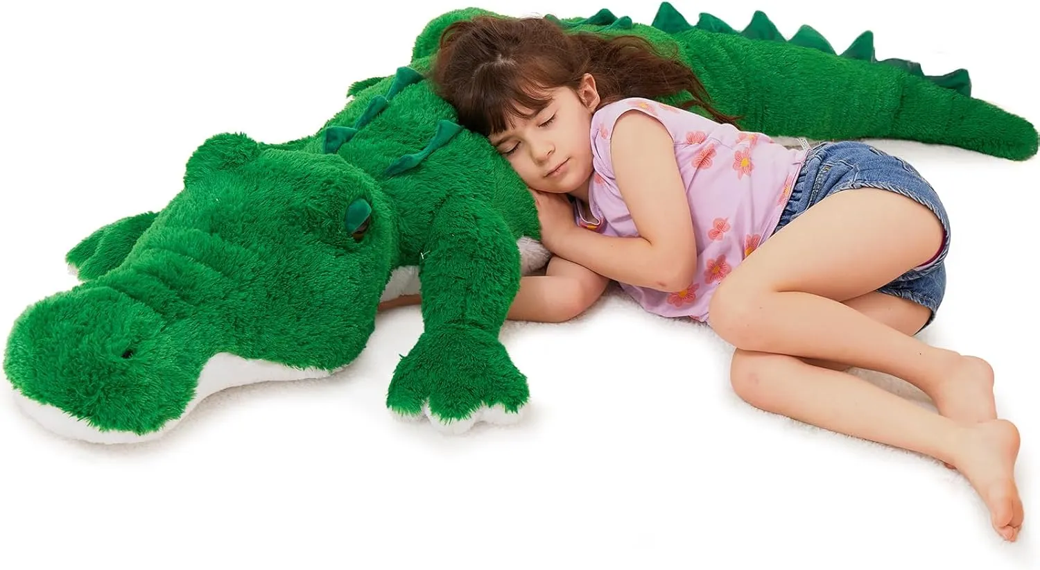 MorisMos Giant Alligator Stuffed Animal, 67inch Huge Alligator Plush Toy, Large Stuffed Crocodile Pillow for Kids, Green