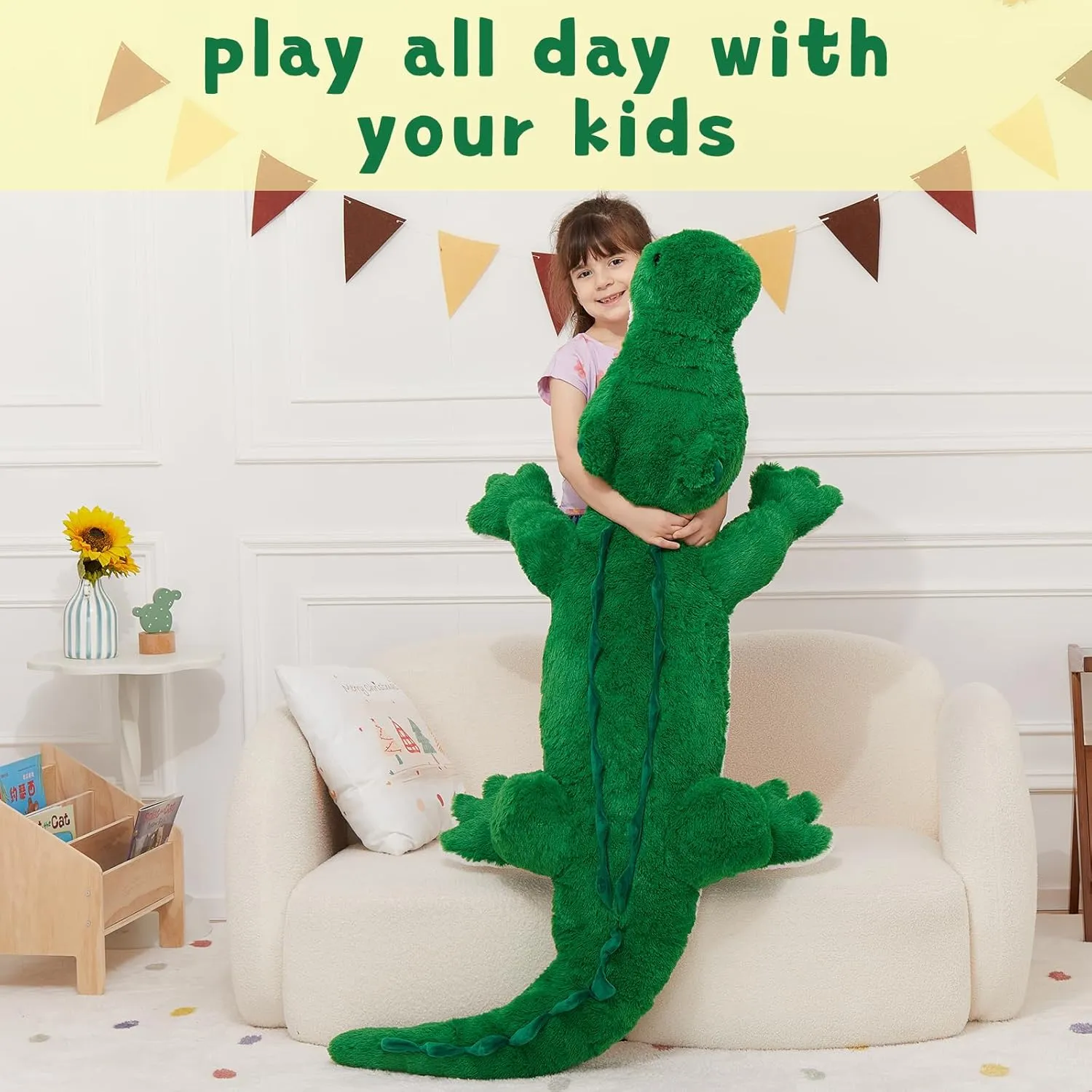 MorisMos Giant Alligator Stuffed Animal, 67inch Huge Alligator Plush Toy, Large Stuffed Crocodile Pillow for Kids, Green