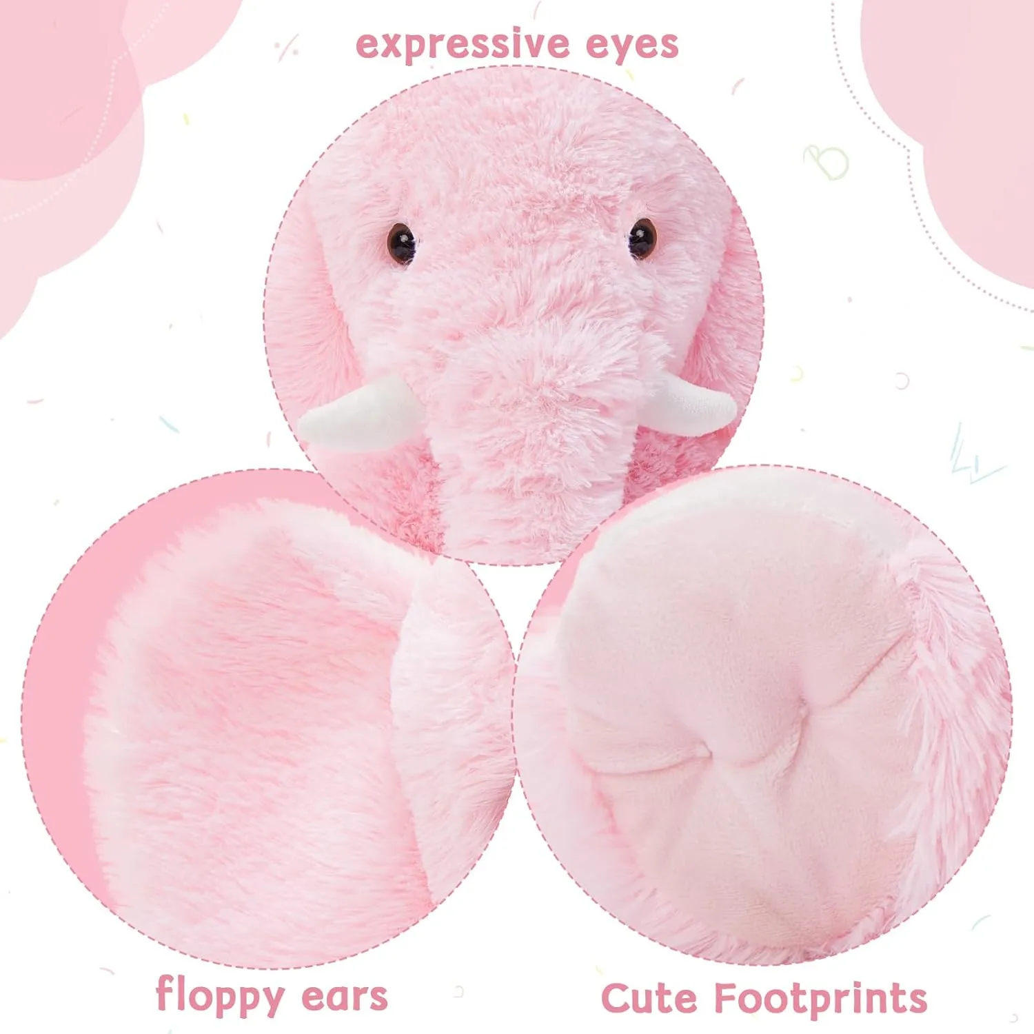 MorisMos Large Elephant Stuffed Animal, 19.6inch Soft Stuffed Elephant Plush Companion Gifts for Girls Boys, Pink