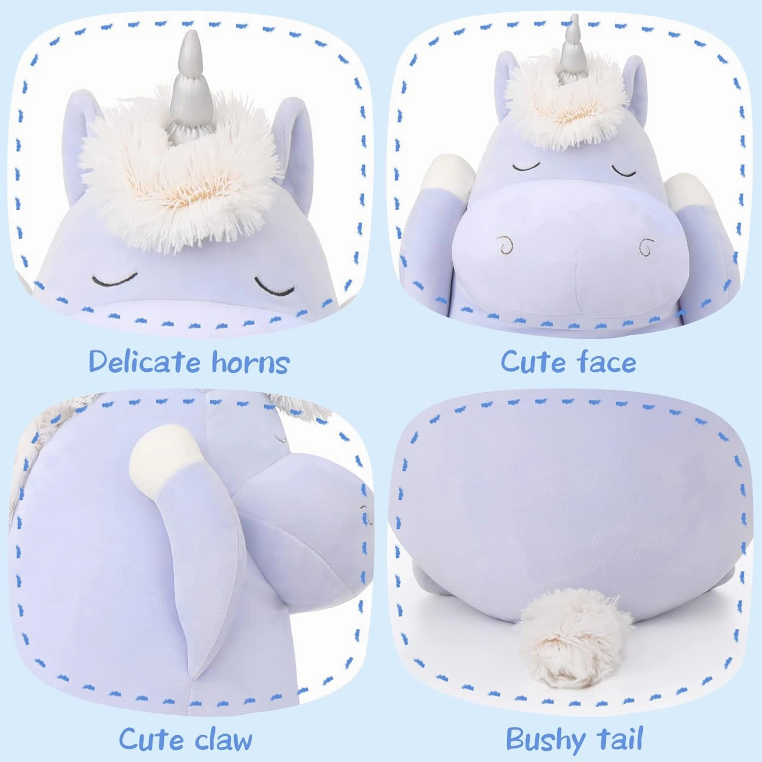 MorisMos 36.2" Unicorn Body Pillow Large Hugging Unicorn Stuffed Animal,Soft Plush Toy for Kids Girl, Animal Body Pillow for Special Day, Blue