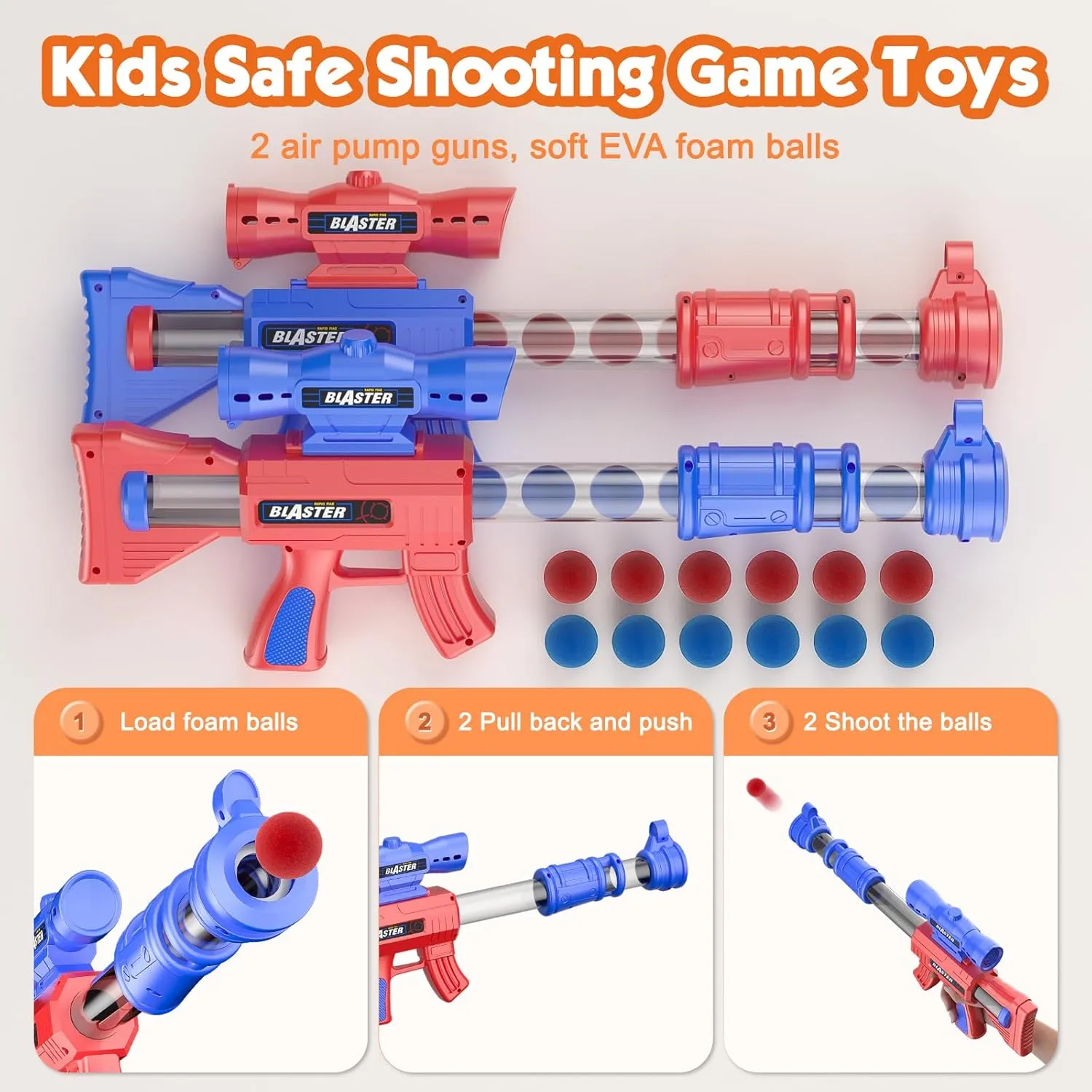 Movable Dinosaur Shooting Toys for Kids 5-7 with 2 Air Pump Gun, Target Shooting Games with LED Score Record, Light & Sound, 24 Foam Balls Competition Game Gift for Boys and Girls 3 4 5 6 7 