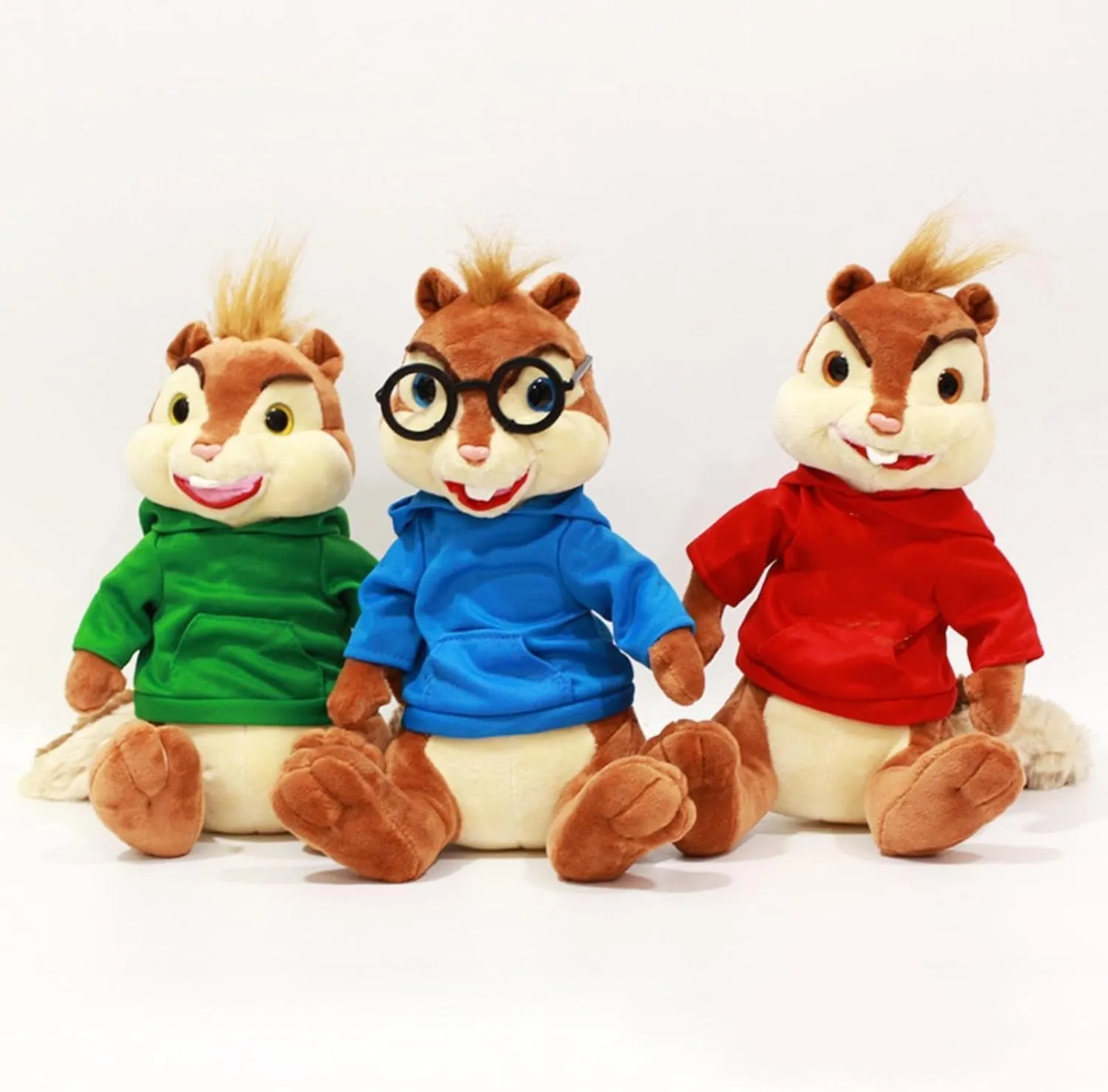 Movie Toys Alvin and The Chipmunks Plush Dolls Cute Chipmunks Stuffed Toys Kids Gift,Alvin, Theodore&Simon Toys (Green)