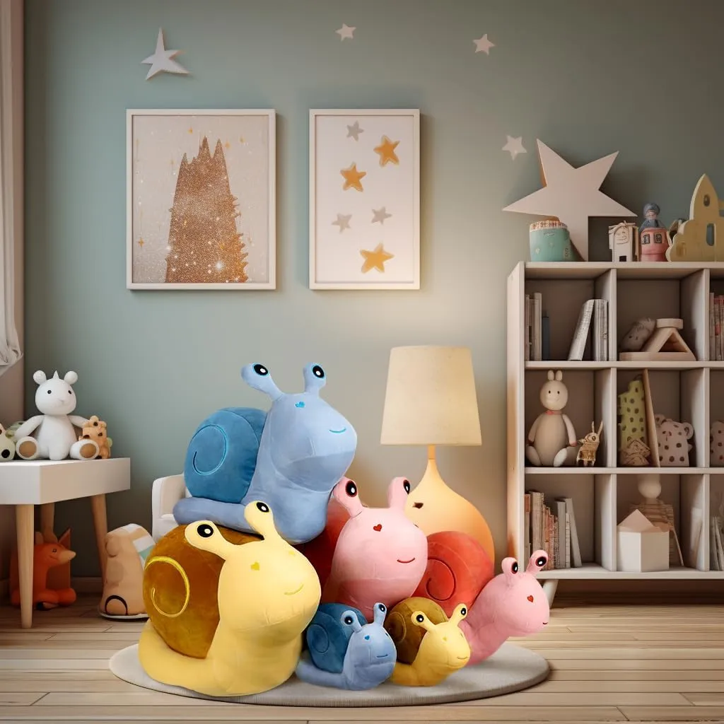 MUPI Snail Plush Pillow Toy Cute Stuffed Animal Snail Plush Kawaii Soft Decor Plushies Doll Gifts for Adults Kids Boys Girls Room Decor (Blue 11.8 Inch)