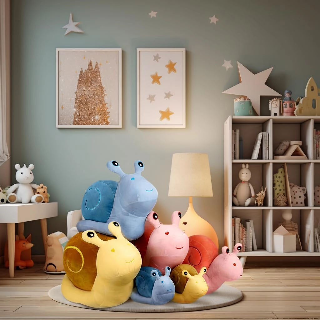 MUPI Snail Plush Pillow Toy Cute Stuffed Animal Snail Plush Kawaii Soft Decor Plushies Doll Gifts for Adults Kids Boys Girls Room Decor (Blue 23.6 Inch)
