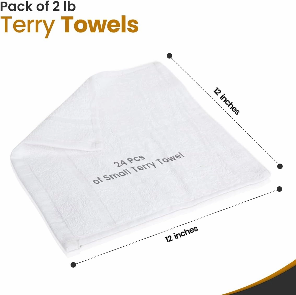 Nabob Wipers White Terry Rags 2lb Bulk Towel Rag Multipurpose 12x12 Inches 100% Cotton Ring Spun Cleaning Solution for Body Shops, Garages, Restaurants, Home, Bars (22-25 Pack)