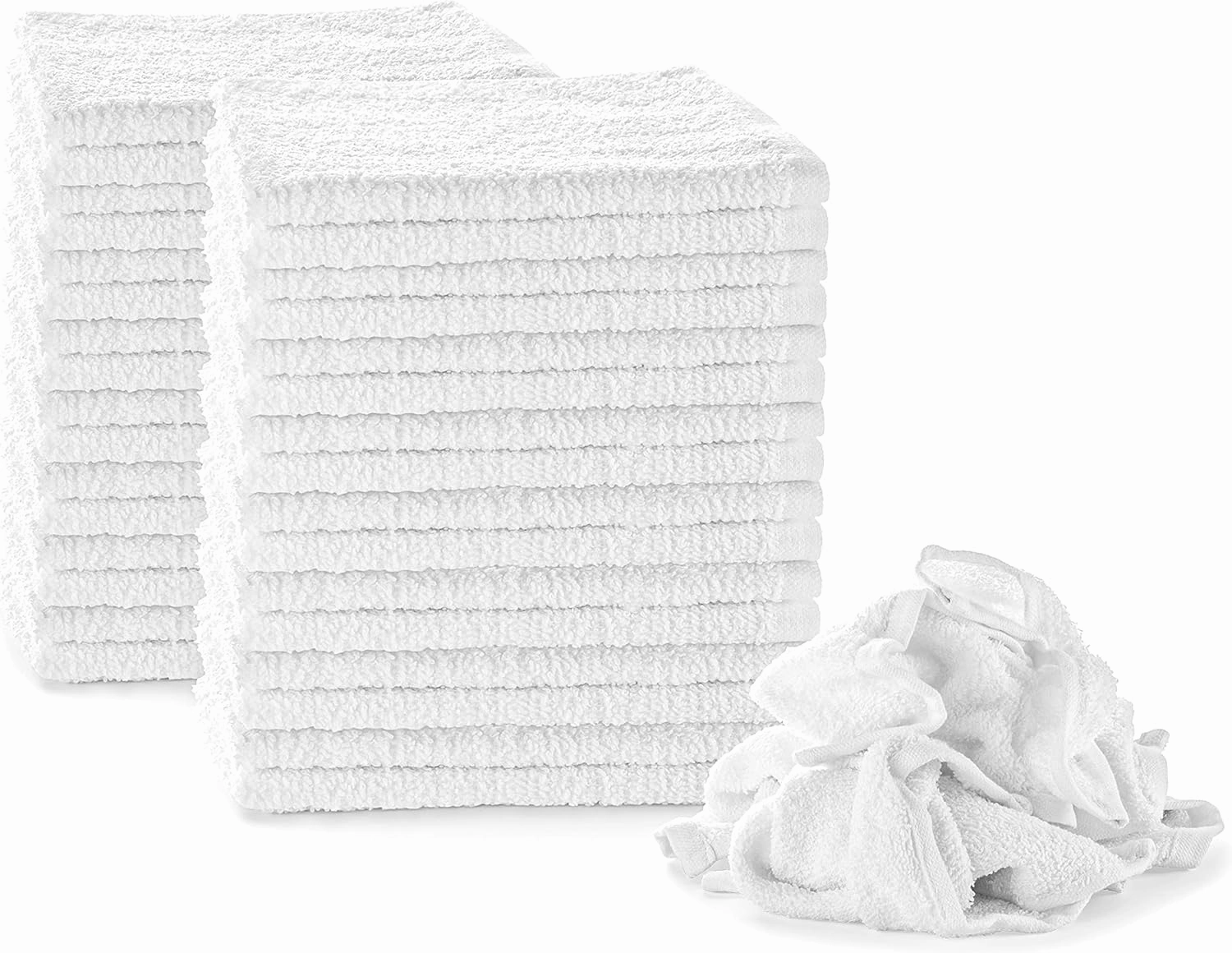 Nabob Wipers White Terry Rags 2lb Bulk Towel Rag Multipurpose 12x12 Inches 100% Cotton Ring Spun Cleaning Solution for Body Shops, Garages, Restaurants, Home, Bars (22-25 Pack)