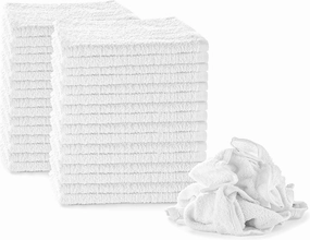 Nabob Wipers White Terry Rags 2lb Bulk Towel Rag Multipurpose 12x12 Inches 100% Cotton Ring Spun Cleaning Solution for Body Shops, Garages, Restaurants, Home, Bars (22-25 Pack)