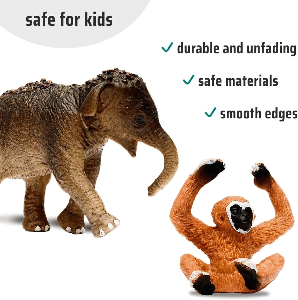 Narratoys Safari Animal Figures for Toddlers with Book & Audio - 6 Realistic Jungle Baby Toys Set with Elephant, Giraffe, Zebra, Monkey - Educational Plastic Figurines for Kids 18  Months