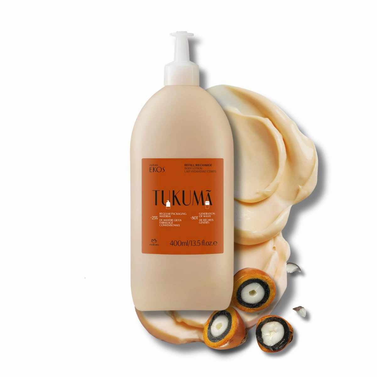 natura - Ekos Tukumã Replenishing Body Lotion Refill - Vegan Skin Care - Moisturize & Improve Skin Texture - Boost Hyaluronic Acid - Brazilian Beauty Secrets - Body Care - 13.5 fl oz (400ml)
