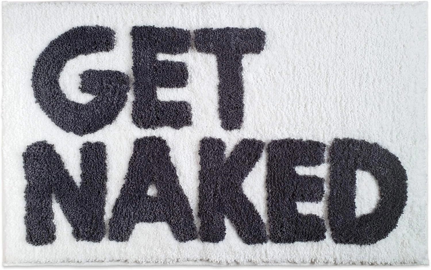 New Mungo Get Naked Bath Mat for Bathtub - Cute Bath Rugs for Apartment Decor - Bath Mats for Bathroom as Shower Floor Mat - Tufted Gray and White Bathroom Rug - 31" x 20"