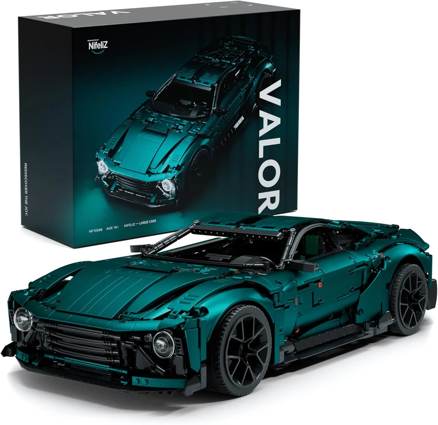 Nifeliz Valor Sports Car Building Set, Scale Model Car Gift for Adults, Authentically Detailed Build and Display Model for Home or Office Décor (3374PCS, NF10268), Large, Green