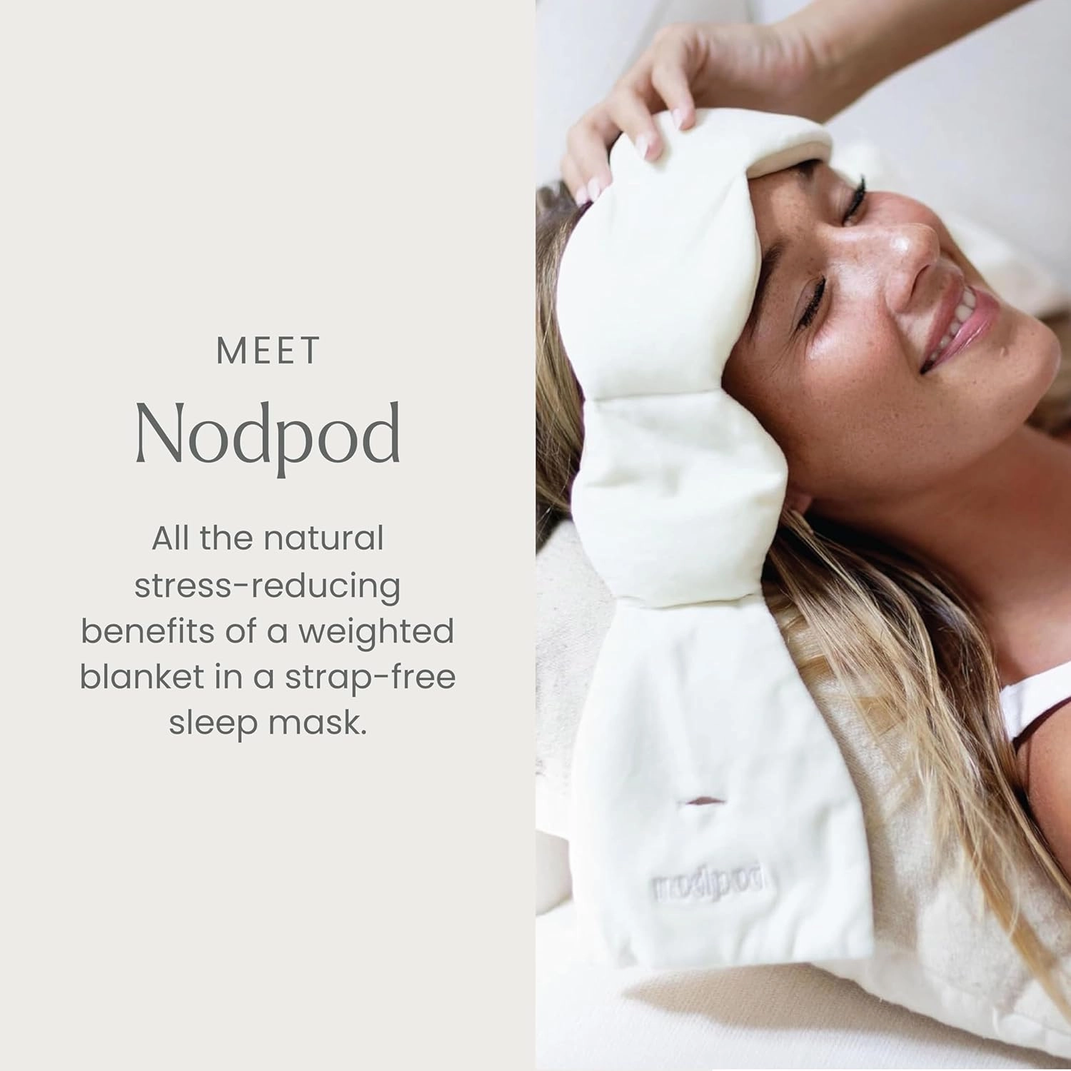 Nodpod Gentle Pressure Sleep Mask | Patented Light Blocking Design for Sleeping, Traveling & Relaxation - Bone