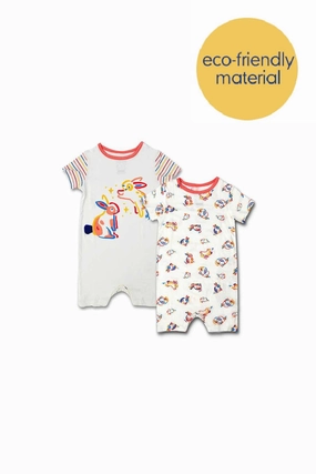 Not Too Big Bunny Bamboo Romper - 2 Pack