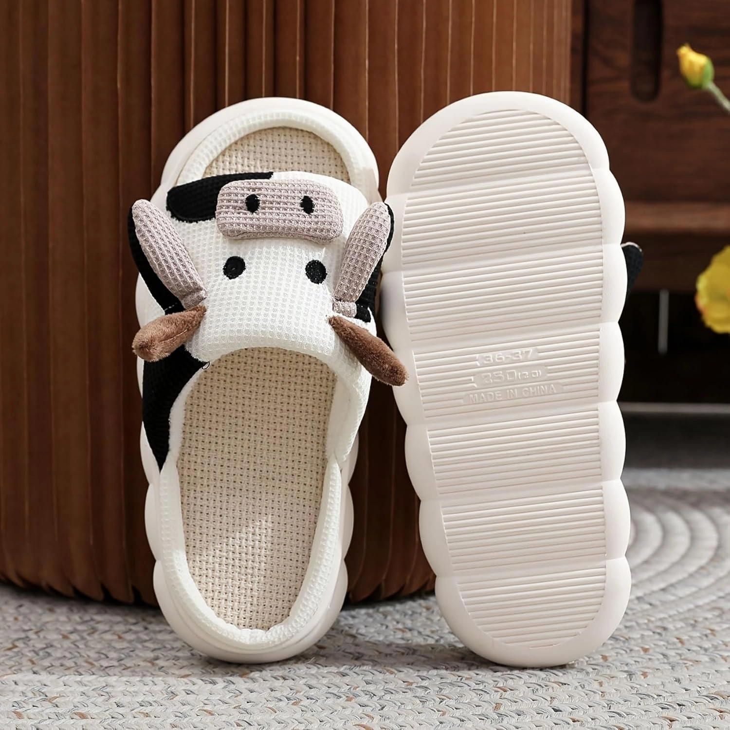 Outdoor Slippers for Women Fluffy House Slippers Open Toe Soft Thick Memory Foam Slippers Non-slip Comfy Fuzzy Indoor Shoes