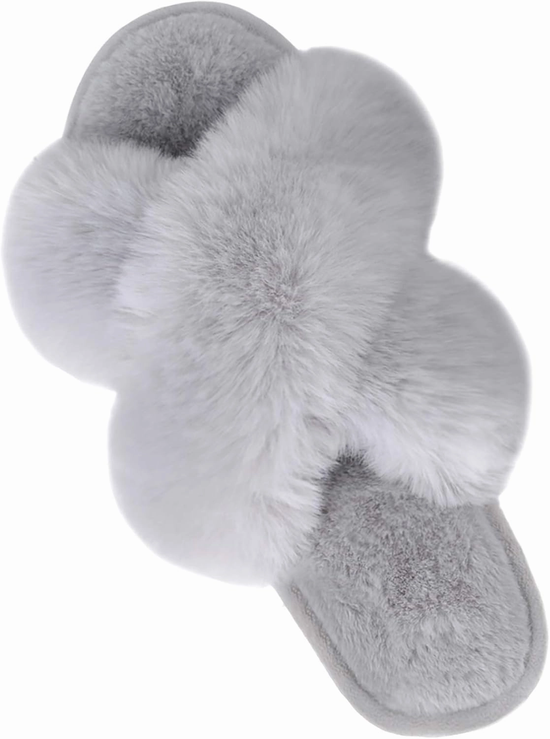 Parlovable Women's Fuzzy Slippers Comfy Cross Band House Shoes Memory Foam Open Toe Indoor Gifts for Ladies