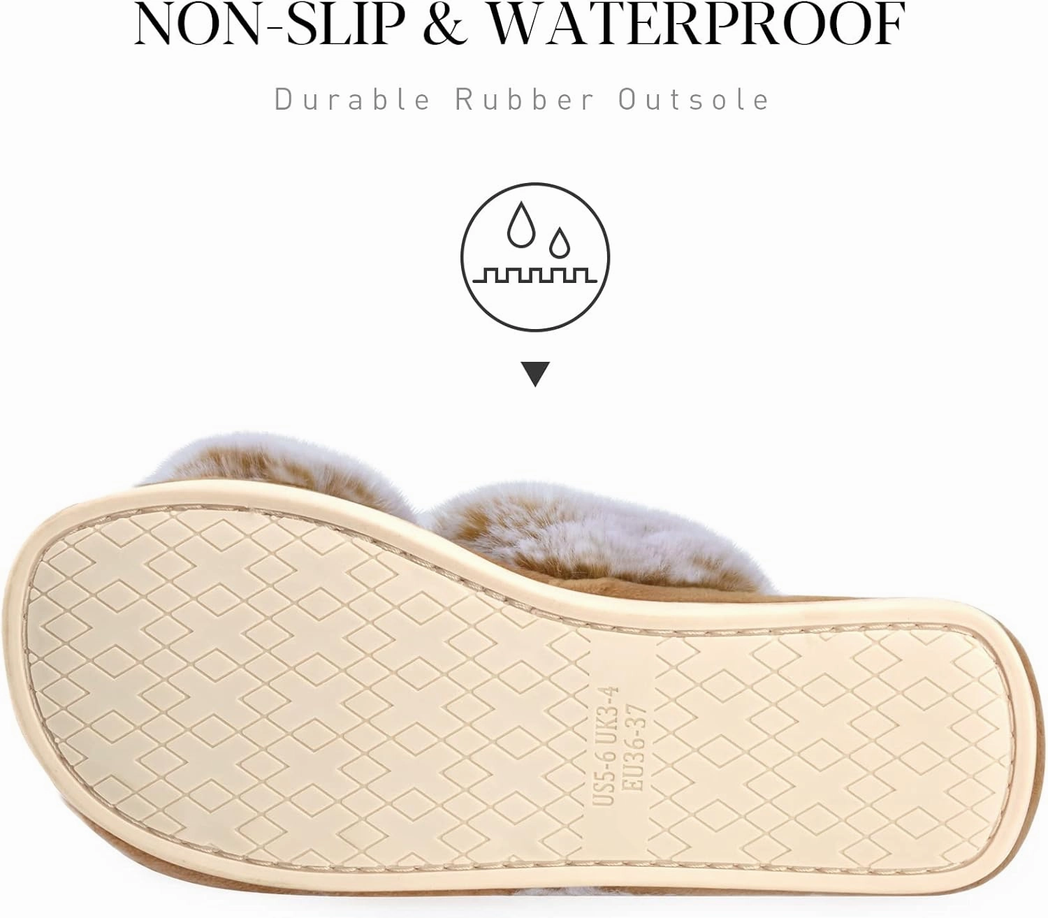Parlovable Women's Fuzzy Slippers Comfy Cross Band House Shoes Memory Foam Open Toe Indoor Gifts for Ladies