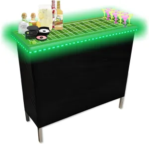 PARTYPONG Football Folding Portable Party Bar w/Patented Multi-Color LED Lights, Black Skirt, and Storage Shelf - Single Set