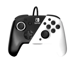 PDP REMATCH Enhanced Wired Power Nintendo Switch Pro Controller, Officially Licensed Switch Lite/OLED Compatible Gamepad, Customizable Programmable Buttons, Black and White