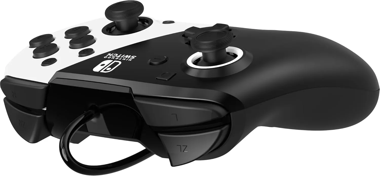 PDP REMATCH Enhanced Wired Power Nintendo Switch Pro Controller, Officially Licensed Switch Lite/OLED Compatible Gamepad, Customizable Programmable Buttons, Black and White