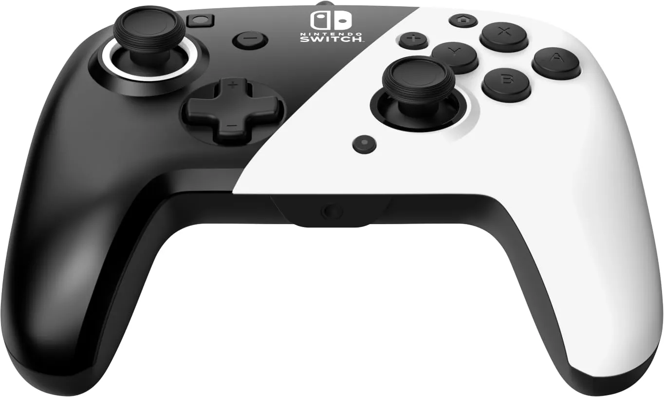 PDP REMATCH Enhanced Wired Power Nintendo Switch Pro Controller, Officially Licensed Switch Lite/OLED Compatible Gamepad, Customizable Programmable Buttons, Black and White