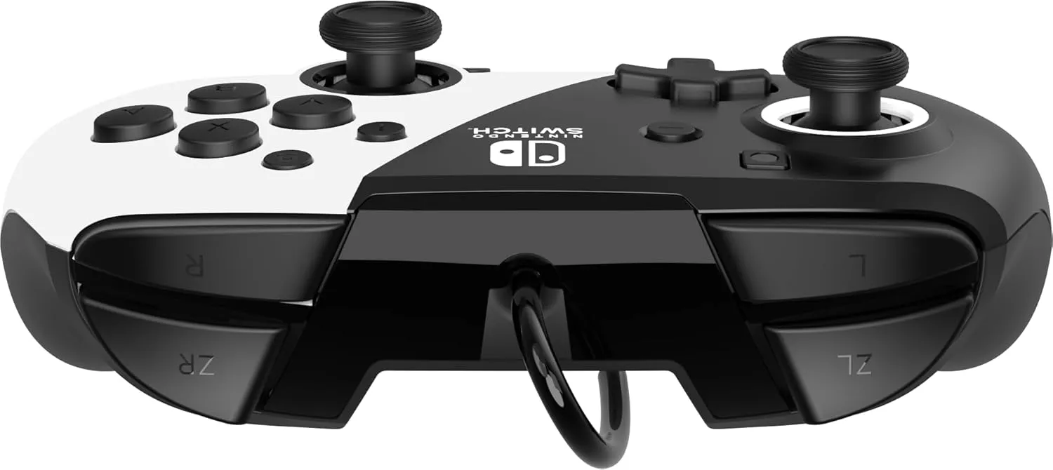 PDP REMATCH Enhanced Wired Power Nintendo Switch Pro Controller, Officially Licensed Switch Lite/OLED Compatible Gamepad, Customizable Programmable Buttons, Black and White