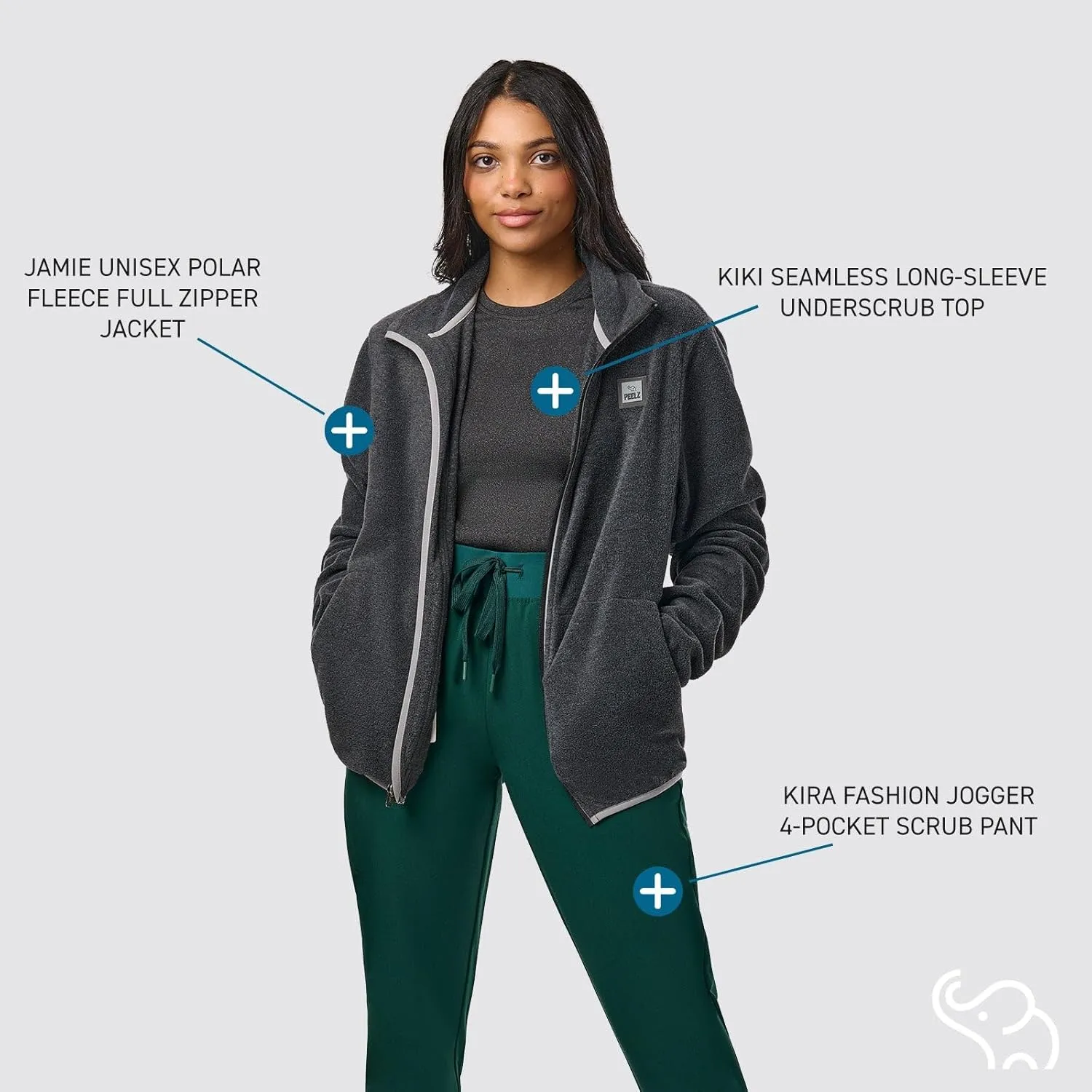 Peelz Jamie Polar Fleece Jacket for Men & Women - Full Zip Unisex Long Sleeve, Soft Fabric & 2 Pockets, Comfort Fit