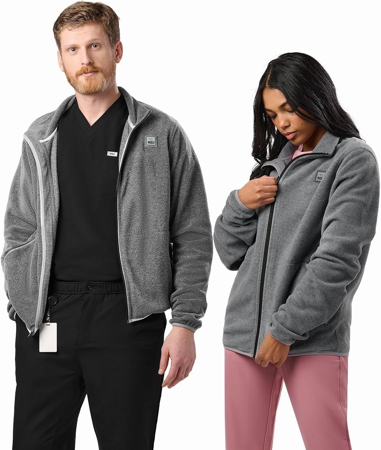 Peelz Jamie Polar Fleece Jacket for Men & Women - Full Zip Unisex Long Sleeve, Soft Fabric & 2 Pockets, Comfort Fit