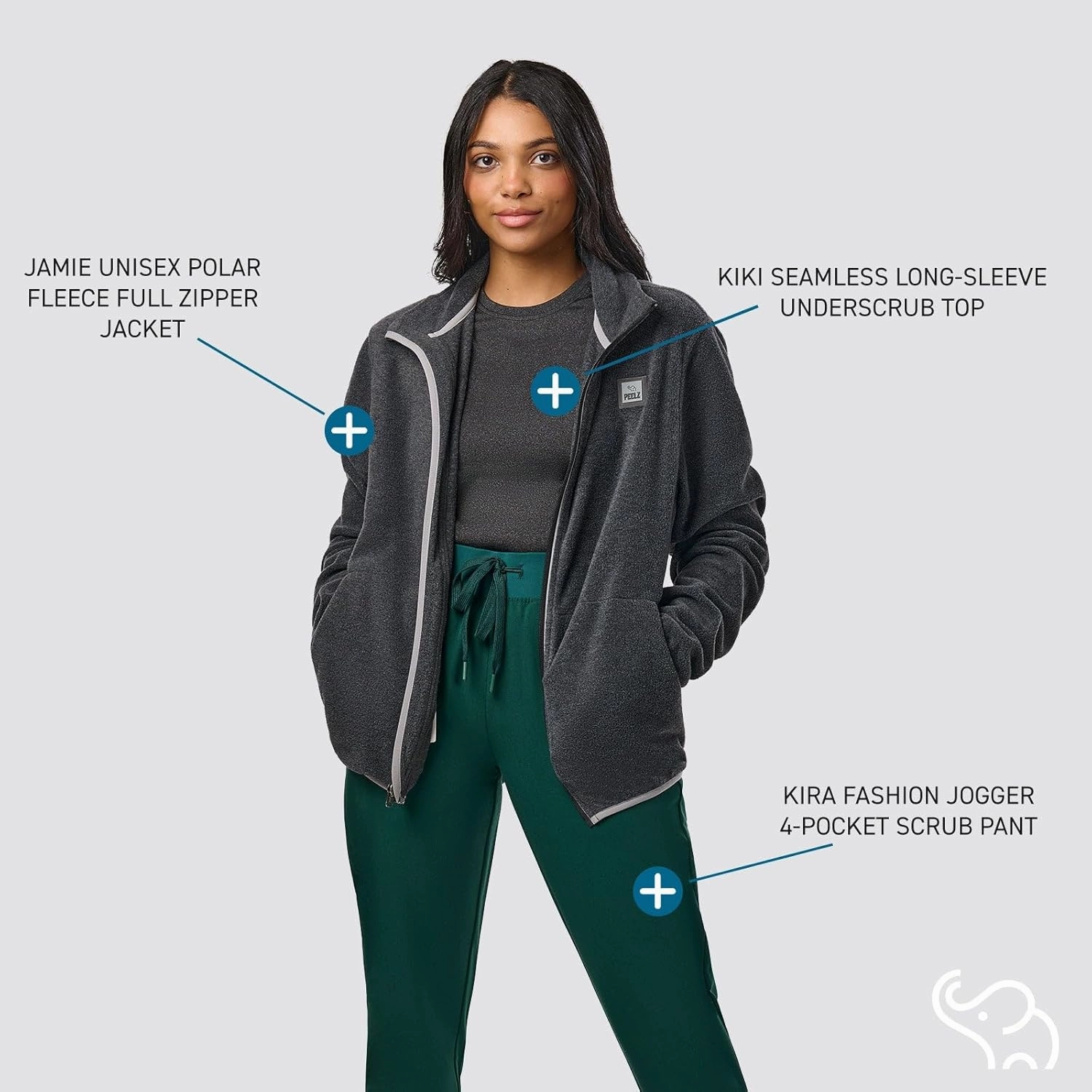 Peelz Jamie Polar Fleece Jacket for Men & Women - Full Zip Unisex Long Sleeve, Soft Fabric & 2 Pockets, Comfort Fit