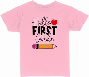 Pencil Hello First Grade Toddler Kids T-Shirt