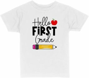 Pencil Hello First Grade Toddler Kids T-Shirt