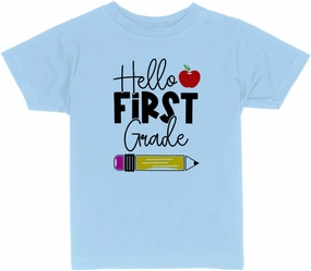 Pencil Hello First Grade Toddler Kids T-Shirt