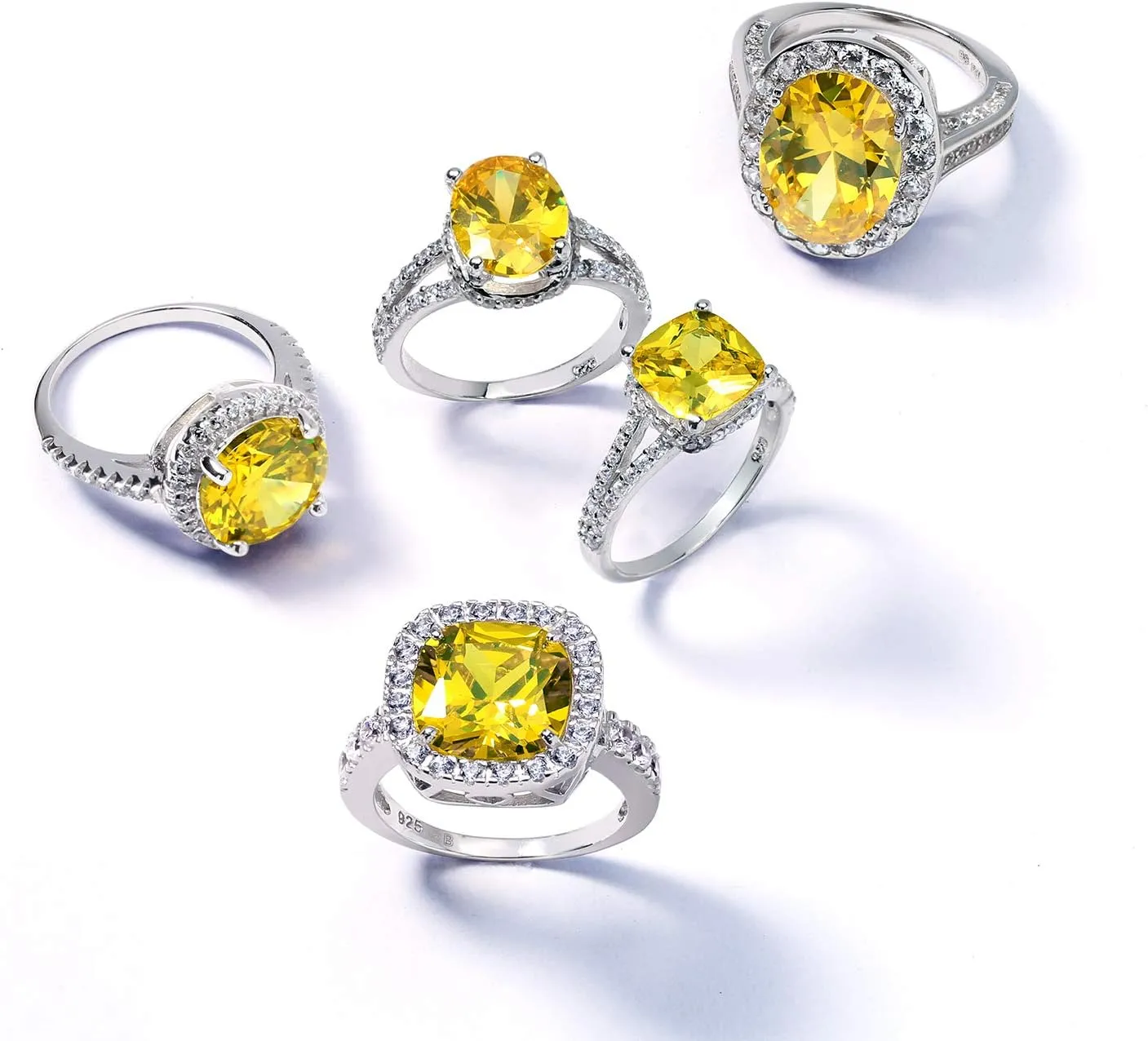 Personalize Vintage Style 5-7 Karat Crown Halo Oval Cubic Zirconia Simulated CZ Yellow Royal Blue Sapphire Engagement Ring .925 Sterling Silver Customizable
