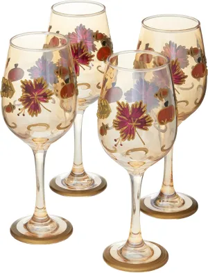 Pfaltzgraff Plymouth Set of 4 Leaf Luster Wine Glasses