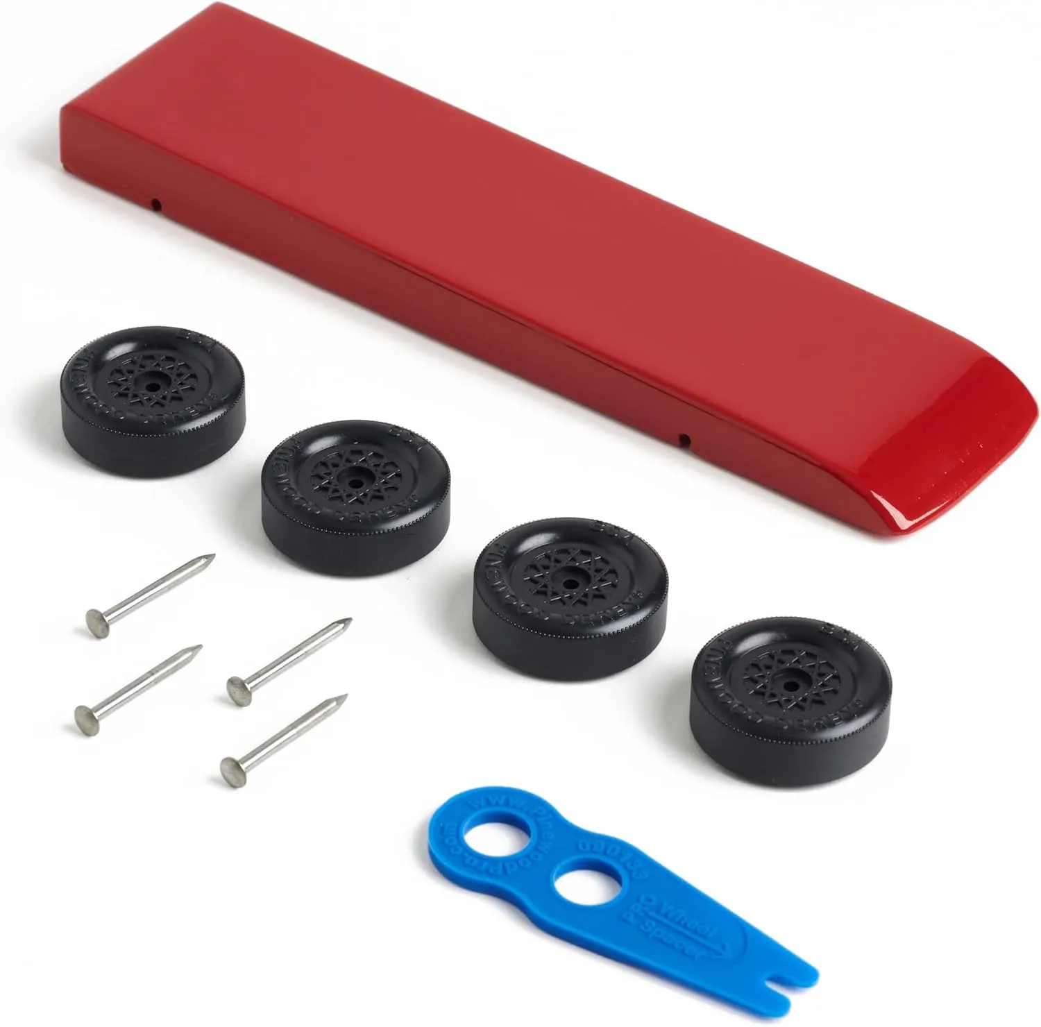 Pinewood Pro Pine Derby Car Kit | 10 Piece Set | Painted and Weighted | Red Shark | Includes PRO Wheel Spacer | Official Parts prepped for Speed | Optimal Center of Gravity